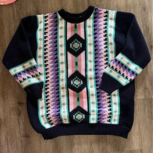 Vintage Clifton place knits multicolor geometric sweater-large